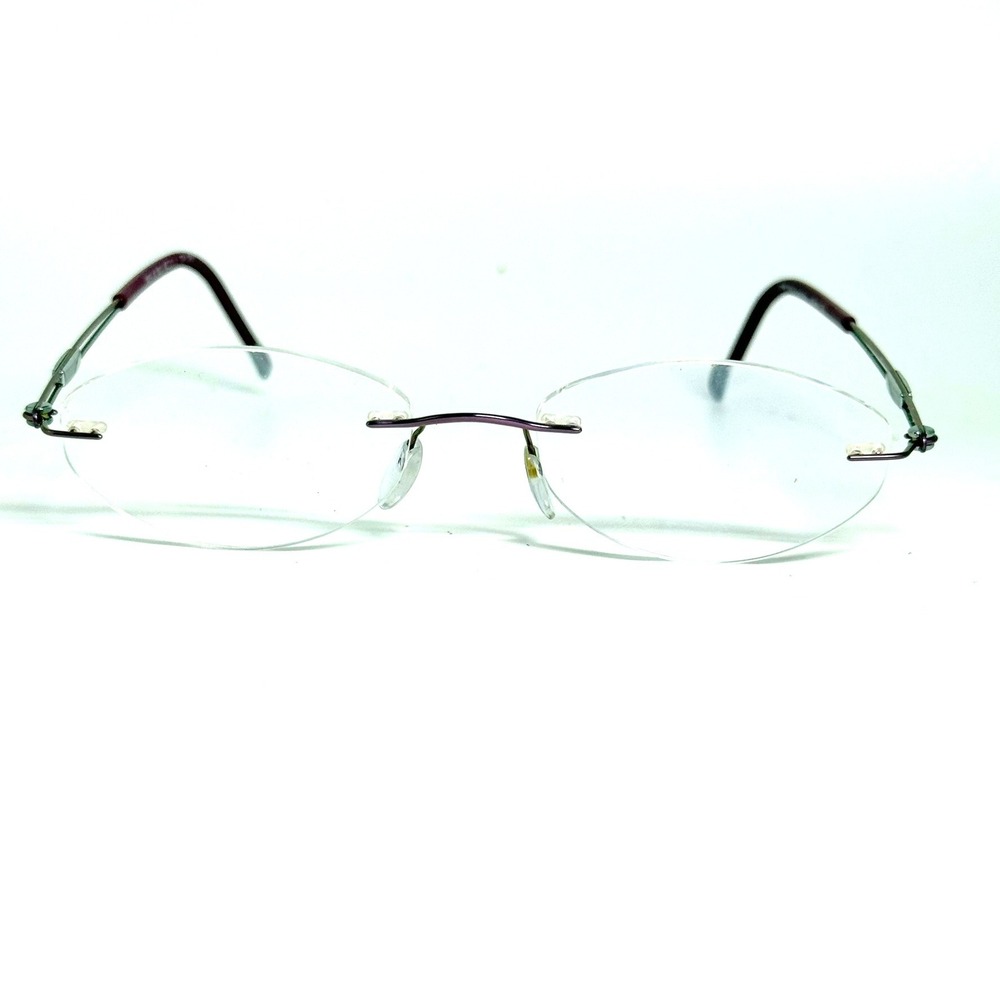 Silhouette 4299 6053 Rimless Eyeglasses Purple Silver Oval Frames 49-17-135
